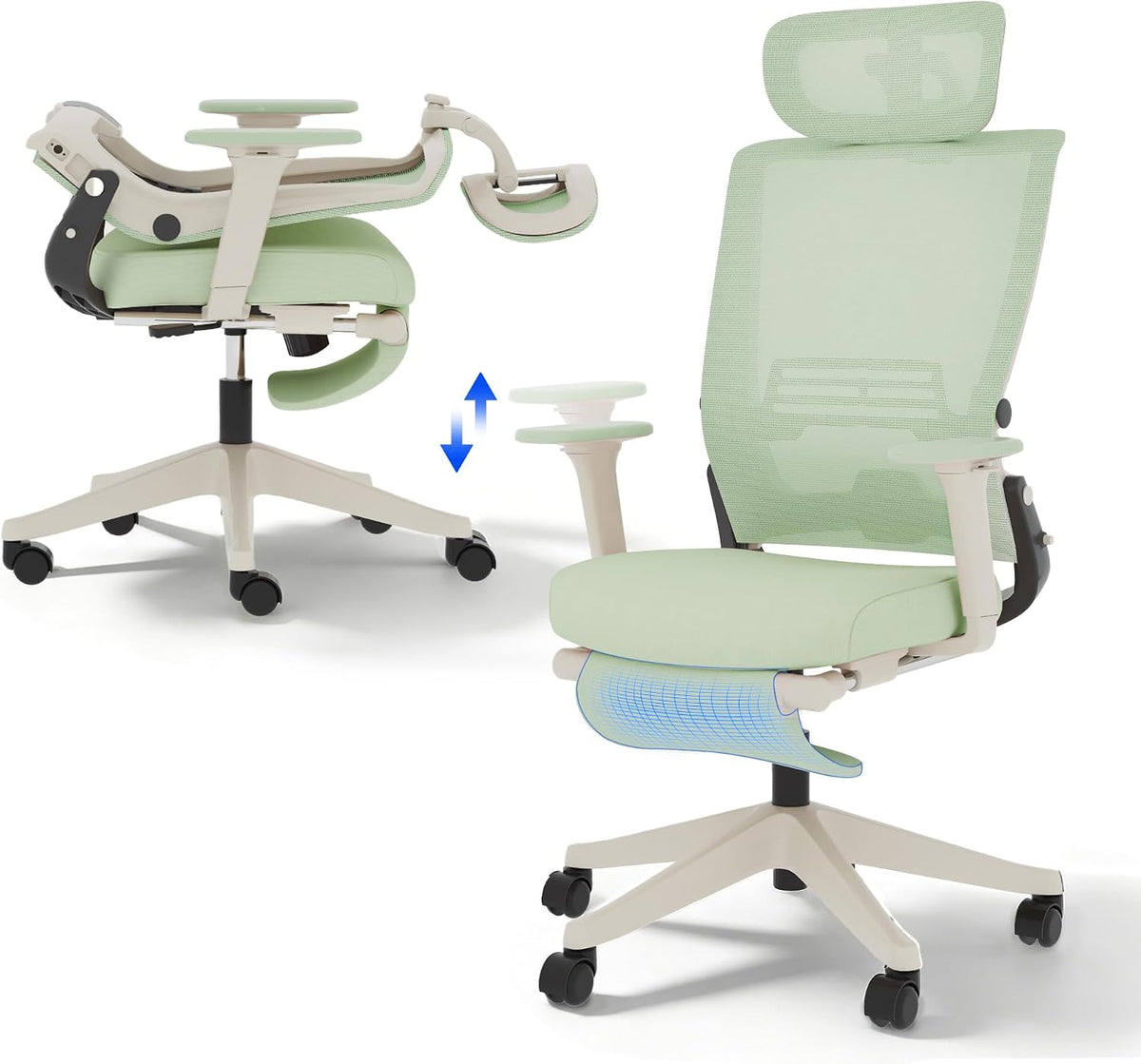 Sedia da ufficio FLEXISPOT, regolabile, pieghevole, con poggiapiedi, con poggiatesta, con braccioli, per ufficio