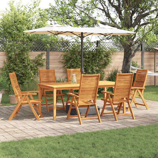 Set da pranzo da giardino LoogCape, 7 pezzi, 6 sedie, 200 × 100 × 74 cm, legno, Marrone, pieghevole, per giardino e terrazzo