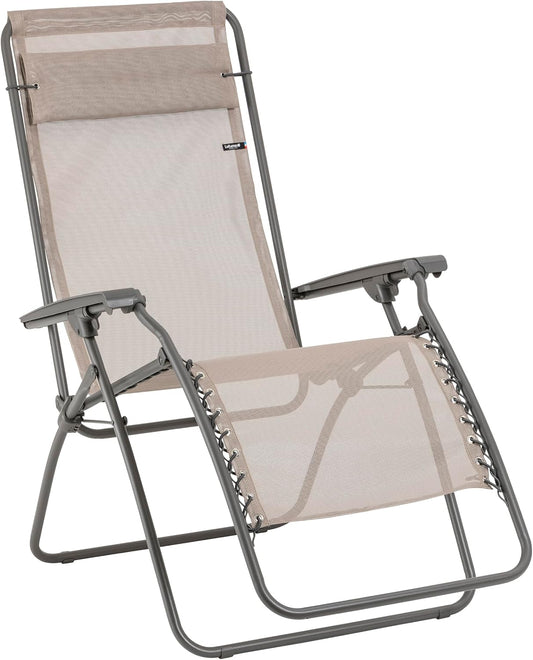 Sedia Lafuma, 114 × 68 × 87 cm, tessuto, reclinabile, regolabile, con poggiatesta