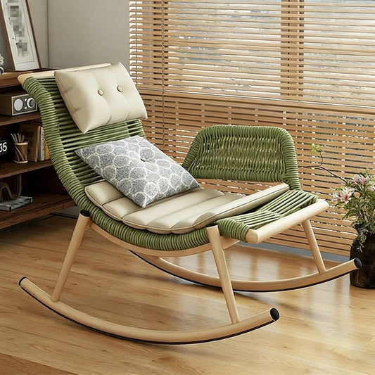 Poltrona reclinabile LIMENQIN, rattan, Verde, con cuscino, con poggiatesta, con braccioli, imbottita, per giardino e terrazzo