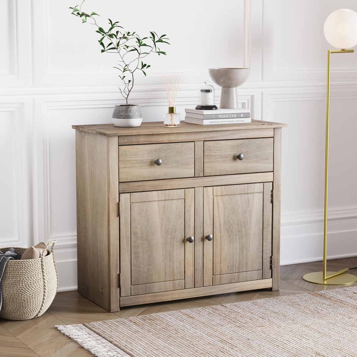 Credenza Vida Designs, 2 ante, 2 cassetti, legno, per soggiorno, mobili in pino massiccio