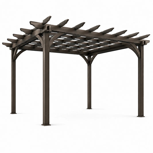 Pergolato in Metallo Marrone 300x300x240 cm