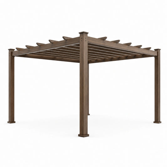 Pergola quadrata in legno massello di pino 300x300 cm marrone