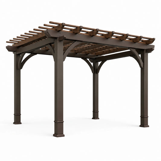 Pergola in legno e metallo marrone 300x400 cm