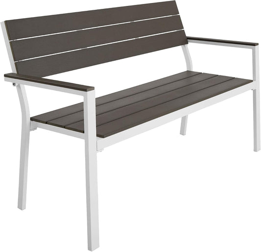 Panca tectake, 2 posti, 128 × 59 × 88 cm, alluminio, Grigio chiaro, per giardino e terrazzo