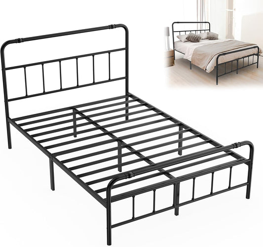 Struttura letto Aufun, matrimoniale, singolo, 140 × 200 cm, metallo, Nero, con rete a doghe, per camera da letto