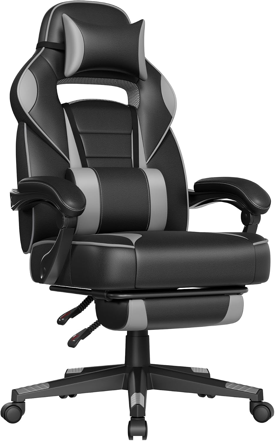 Sedia da ufficio SONGMICS OBG073B03, Nero e grigio, regolabile, con poggiapiedi, con poggiatesta, per ufficio