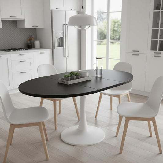 Tavolo da pranzo Lumivortex, 140 × 100 × 75 cm, Bianco, allungabile, per sala da pranzo e cucina