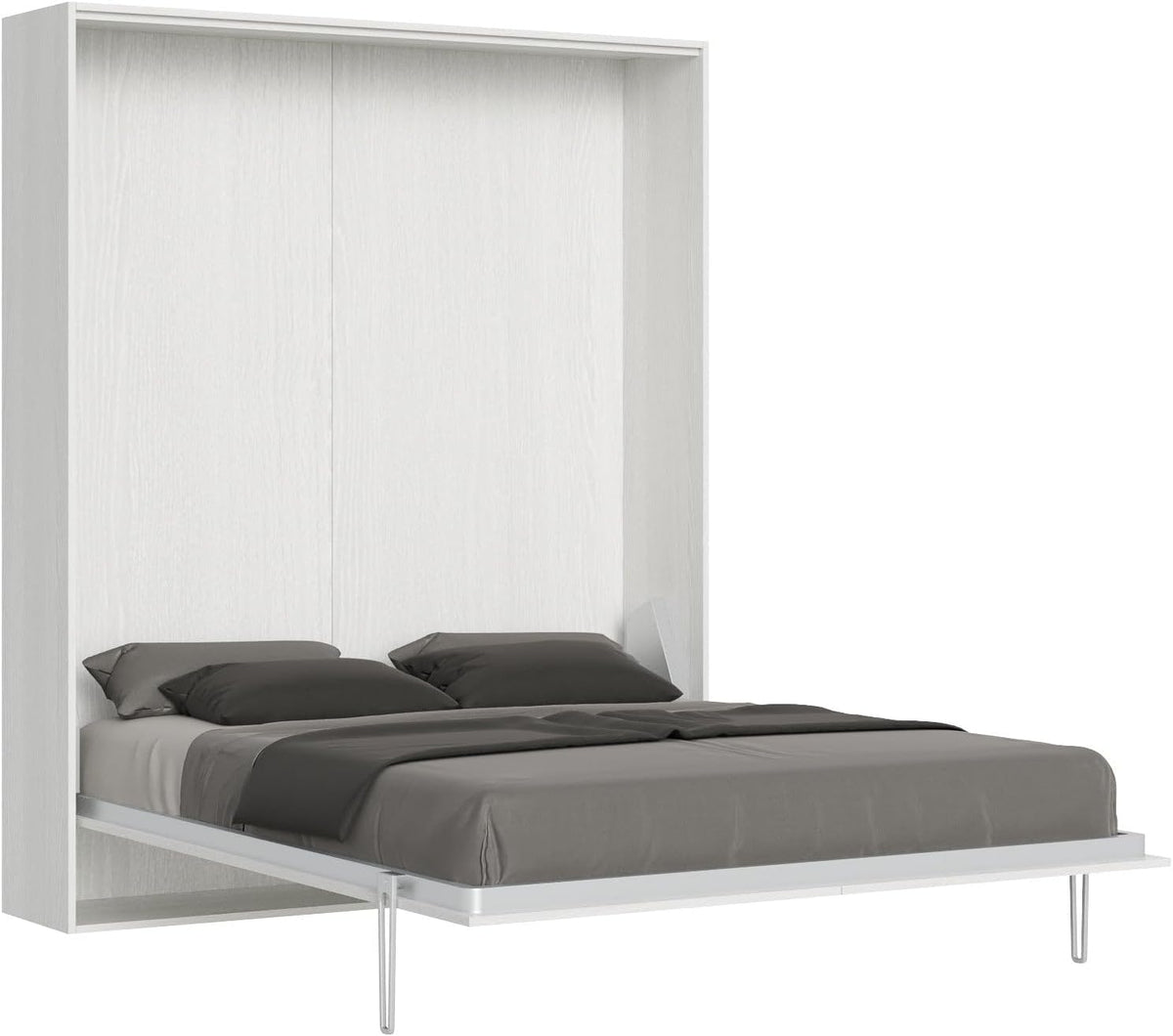 Letto Giordanoshop H210, matrimoniale, 160 × 190 cm, Bianco, pieghevole, con rete a doghe, per camera da letto