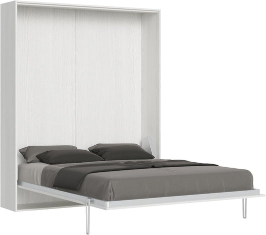 Letto Giordanoshop H210, matrimoniale, 160 × 190 cm, Bianco, pieghevole, con rete a doghe, per camera da letto