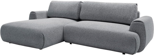Divano letto Vente-unique MONELIA, 270 × 167 × 81 cm, tessuto, Grigio, trasformabile, con contenitore, sfoderabile, per soggiorno