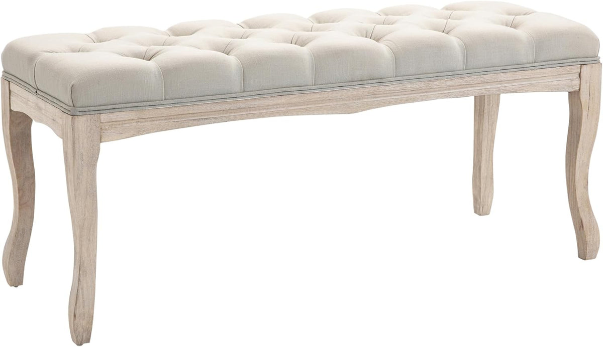 Panca HOMCOM, 110 × 40 × 48cm, legno, Beige, imbottita, per soggiorno