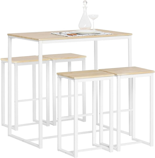 Tavolo SoBuy, 4 sgabelli, 100 × 60 × 96cm, MDF, acciaio, per sala da pranzo e cucina