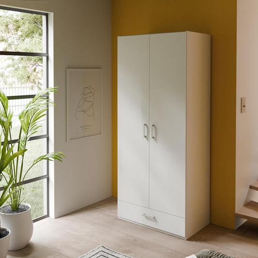 Armadio Forte, legno, Bianco, larghezza 88,9 cm, altezza 210,5 cm, profondità 54,2 cm