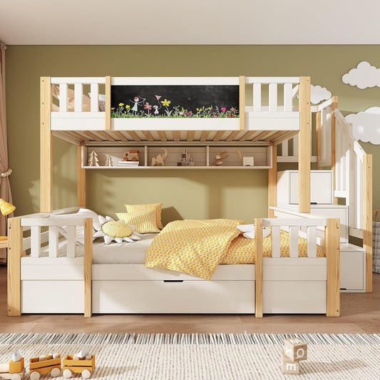 Letto a castello Trdlpyn, 140 × 200 cm, misura 90 × 200, legno, con contenitore, con ruote, per camera da letto