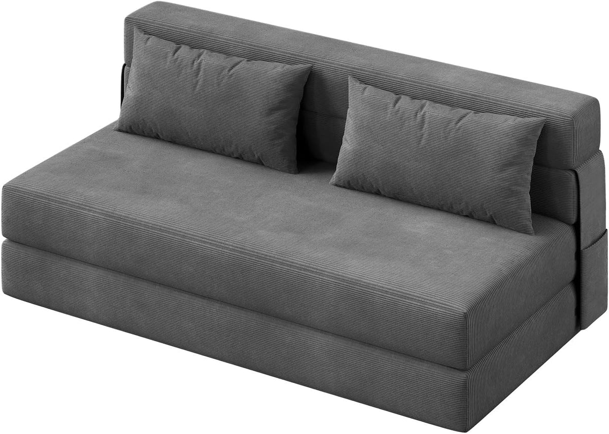 Divano letto Garvee, queen size, lino, con cuscino, trasformabile, con funzione letto, regolabile, pieghevole, per soggiorno