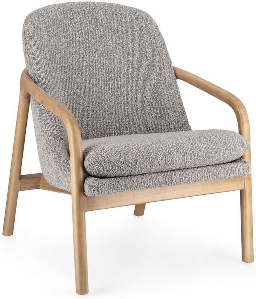 Poltrona KONTE.DESIGN, 65,5 × 74,5 × 82 cm, legno, tessuto, Grigio, con braccioli, per soggiorno