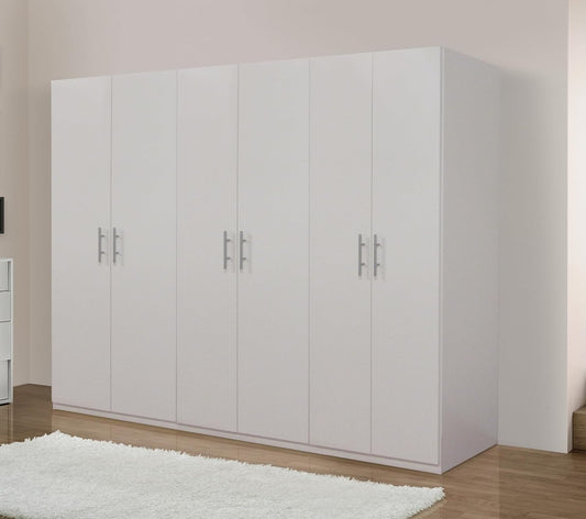 Armadio Bissolo Casa, 6 ante, 3 ripiani, 270 × 55 × 202 cm, Bianco, regolabile, per ufficio