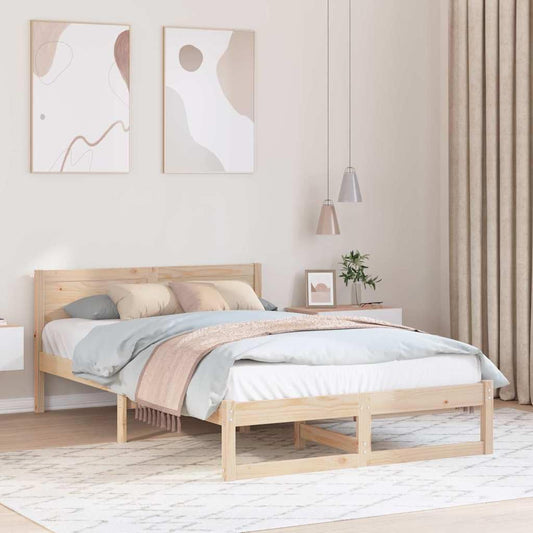Struttura letto Pyvara, matrimoniale, 140 × 190 cm, legno, Naturale, con rete a doghe, per camera da letto