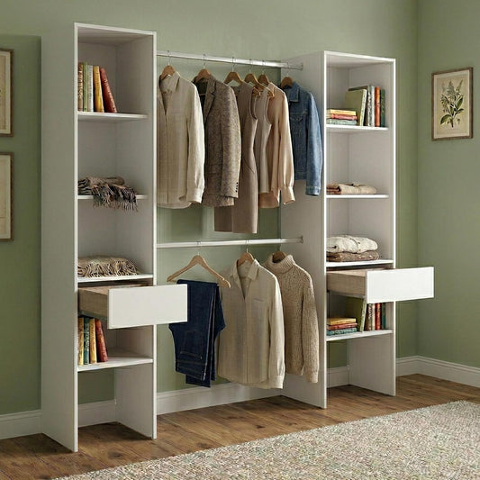 Armadio guardaroba Dmora, legno, Bianco, per camera da letto, 160x50 h185 cm
