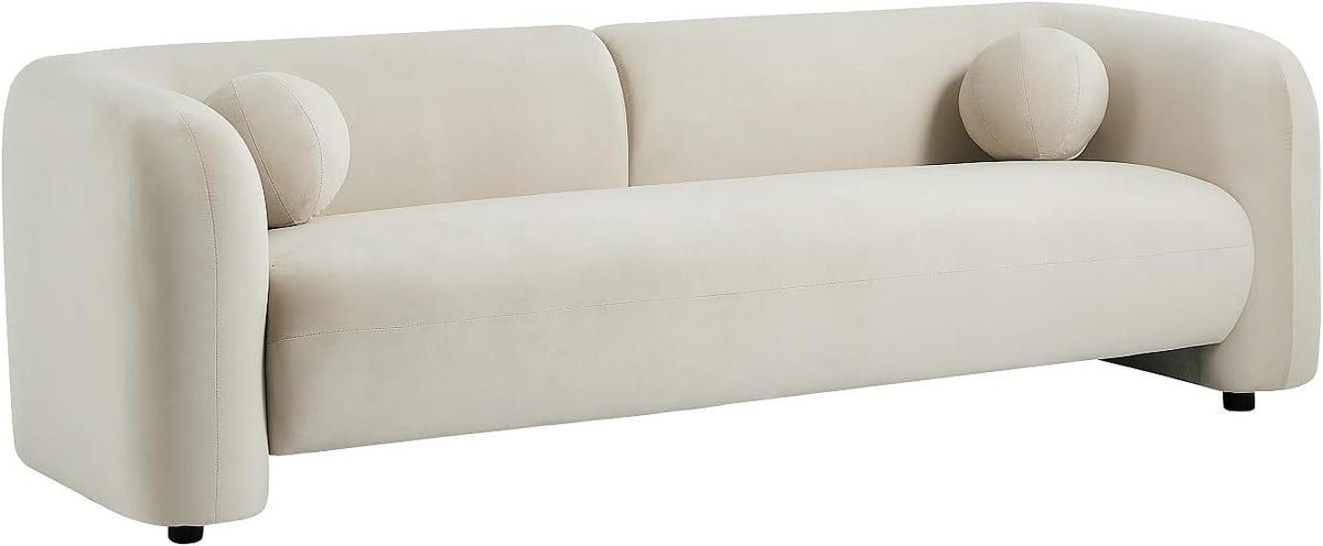 Divano Vente-unique OVOTAS, 3 posti, 226 × 86 × 68 cm, velluto, Beige, sfoderabile, per soggiorno