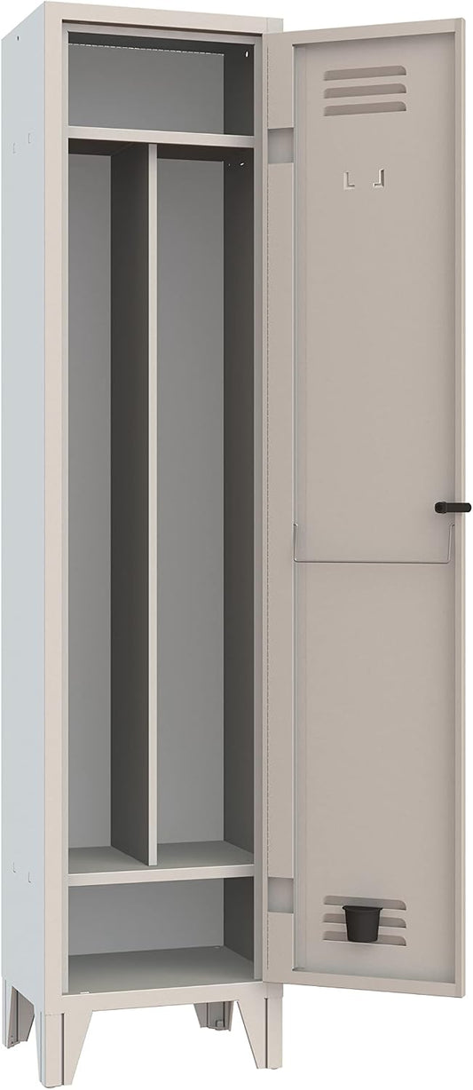 Armadietto XLOCKERS, 42 × 33 × 180 cm, metallo, Grigio, con Ripiano Superiore/Inferiore/Divisorio Sporco/Pulito