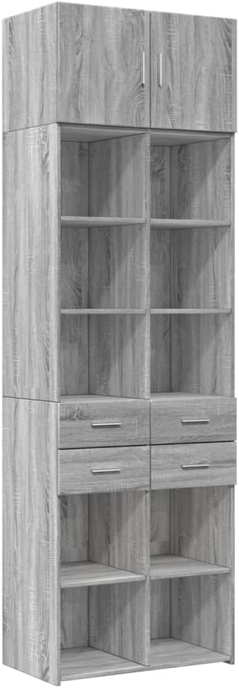 Armadietto vidaXL, 70 × 42,5 × 225 cm, legno, Grigio, con contenitore
