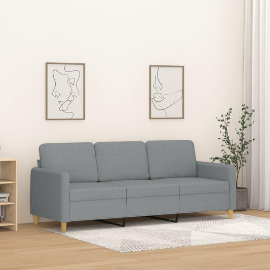 Divano, 3 posti, 198 × 77 × 80 cm, tessuto, Grigio chiaro, con braccioli, imbottito, per soggiorno