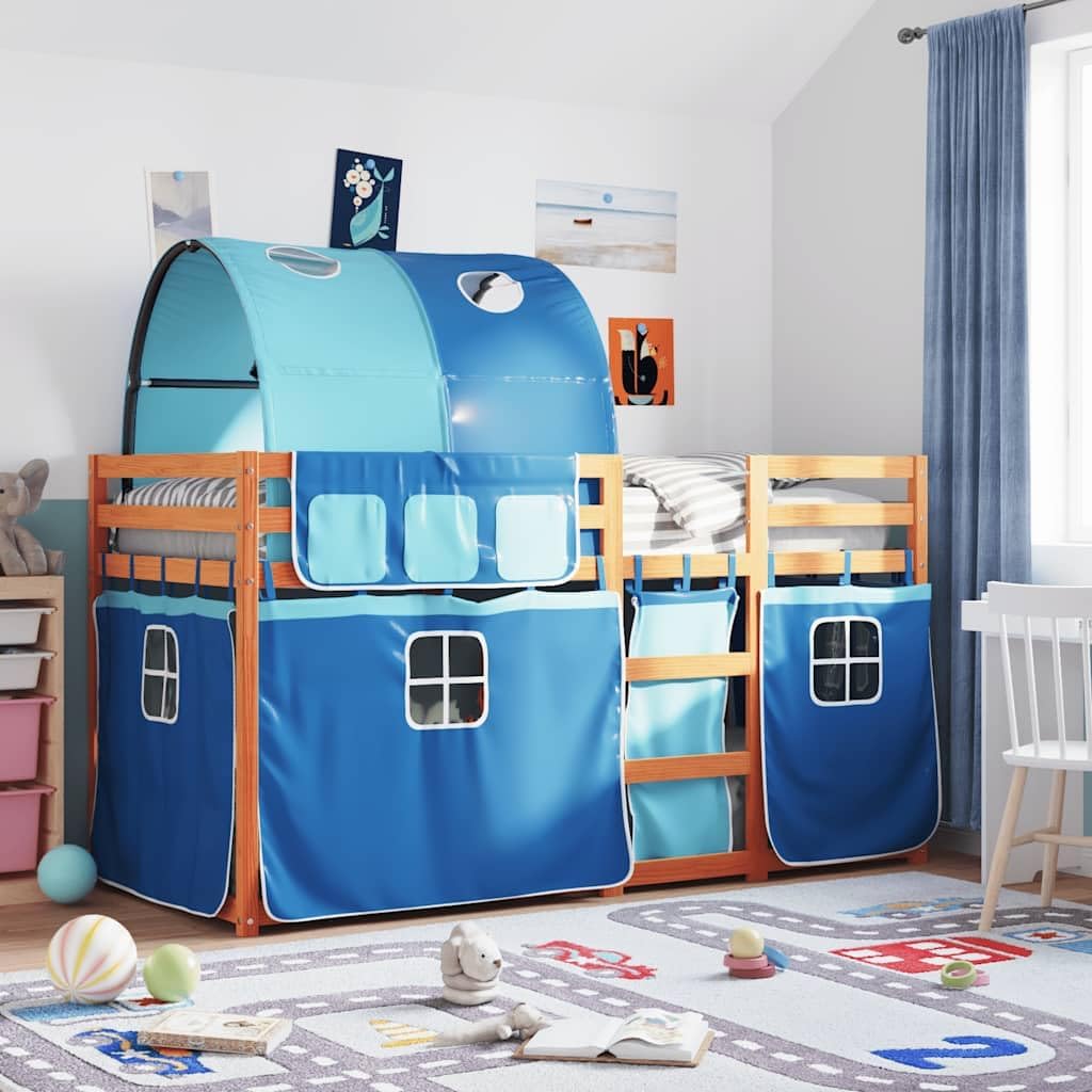 Letto a castello KKHOMEI, 195,5 × 95,5 × 112 cm, legno massello, Marrone, per camera da letto