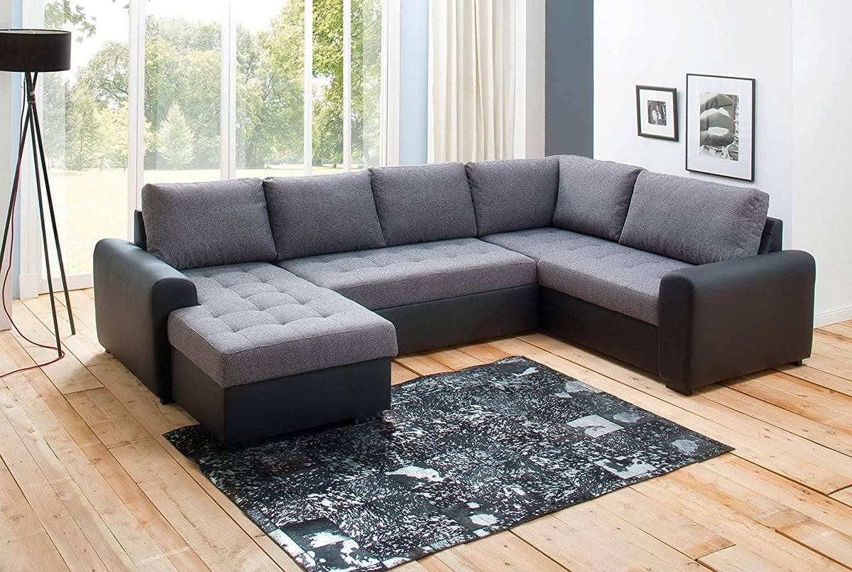 Divano letto AVANTI TRENDSTORE, Nero e grigio, con funzione letto, con contenitore, per soggiorno