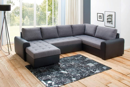 Divano letto AVANTI TRENDSTORE, Nero e grigio, con funzione letto, con contenitore, per soggiorno