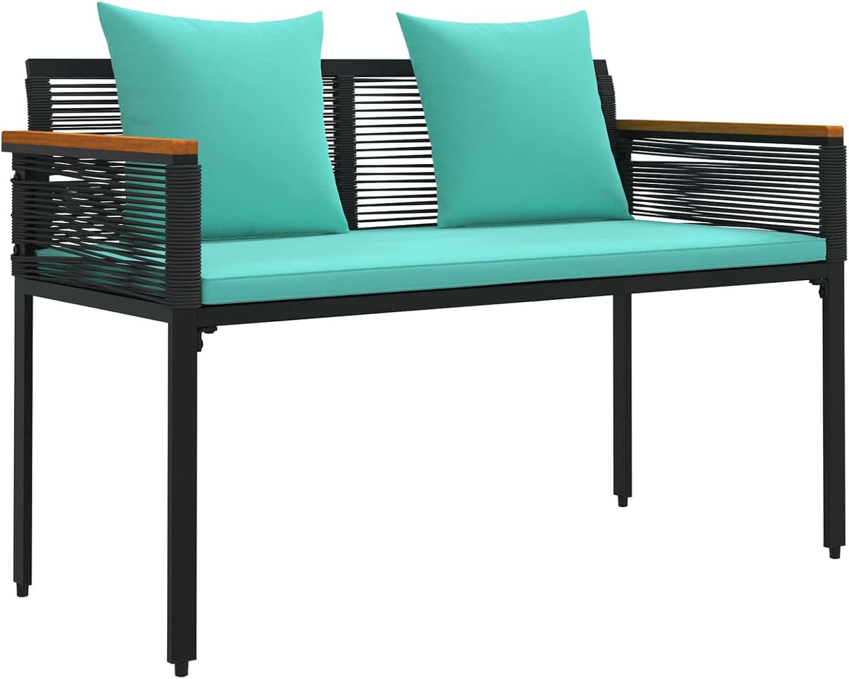 Panca vidaXL, 2 posti, 117 × 54 × 74,5 cm, rattan, Nero, regolabile, con braccioli, per giardino e terrazzo