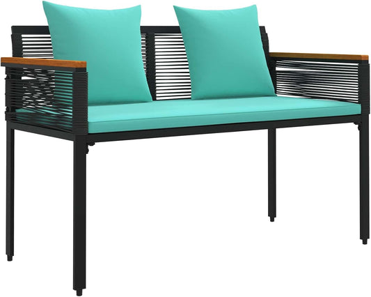 Panca vidaXL, 2 posti, 117 × 54 × 74,5 cm, rattan, Nero, regolabile, con braccioli, per giardino e terrazzo