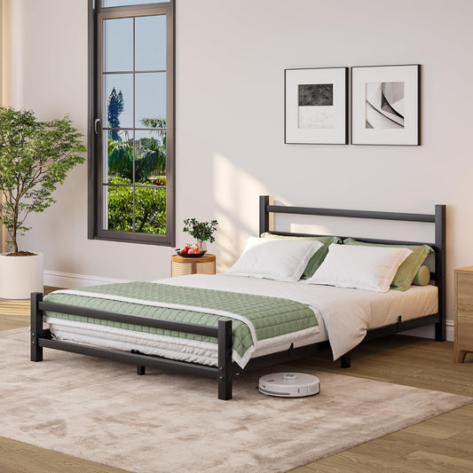 Struttura letto HOMERECOMMEND, matrimoniale, 196 × 90 × 80 cm, acciaio, metallo, Nero, per camera da letto