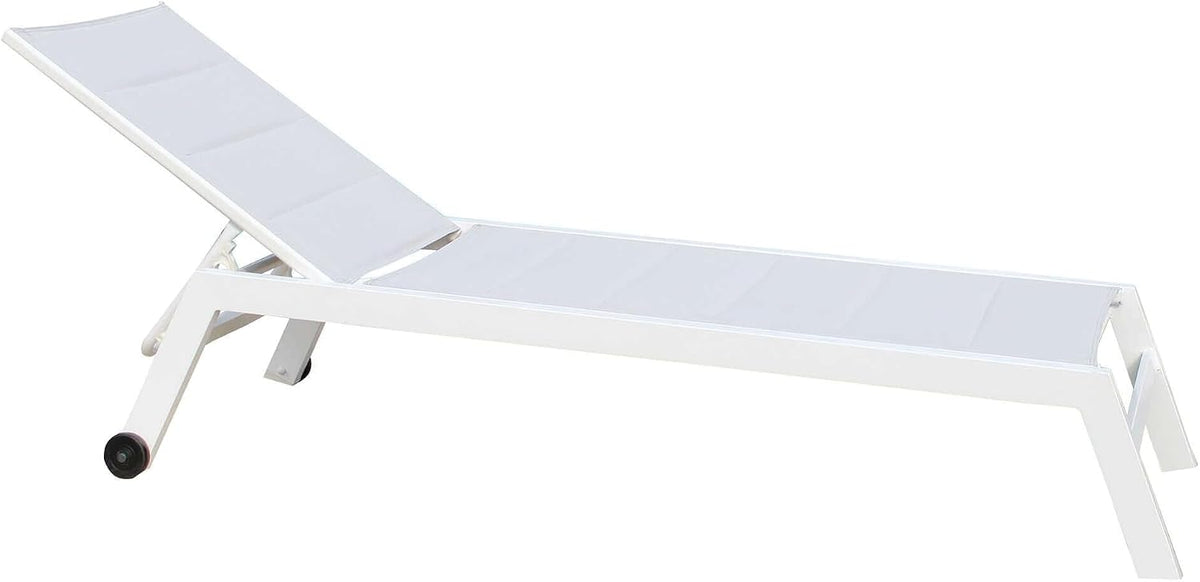 Lettino prendisole Cosma, alluminio, textilene, Bianco, per giardino e terrazzo