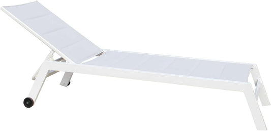 Lettino prendisole Cosma, alluminio, textilene, Bianco, per giardino e terrazzo