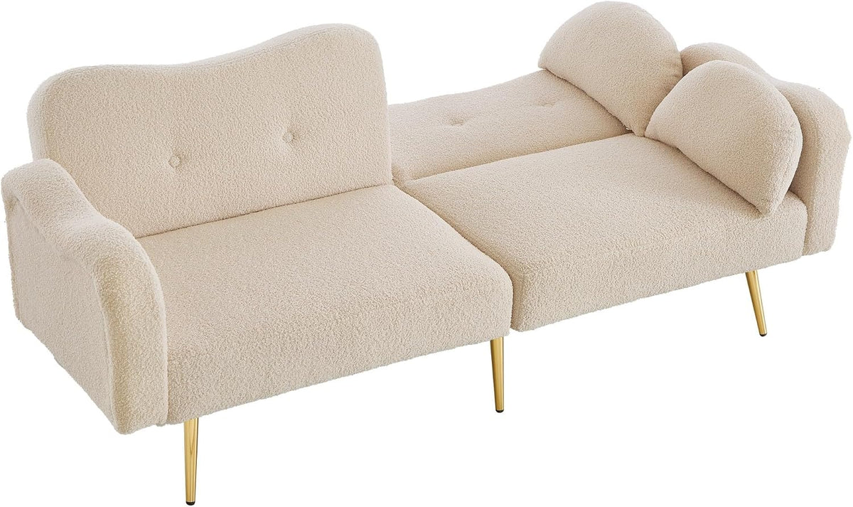 Divano letto Azkoeesy, 2 posti, metallo, tessuto, Beige, reclinabile, regolabile, per soggiorno