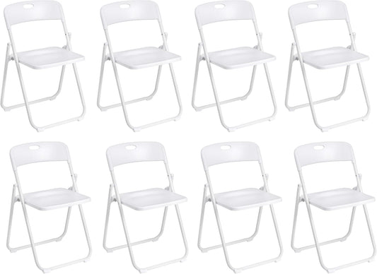 Sedia Baroni Home, 8 pezzi, 74 × 43 × 49 cm, acciaio, Bianco, pieghevole, per sala da pranzo e cucina