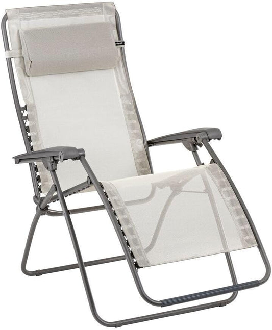 Poltrona relax Lafuma, 67 × 87 cm, Beige, regolabile, pieghevole, con poggiatesta, con braccioli, per soggiorno