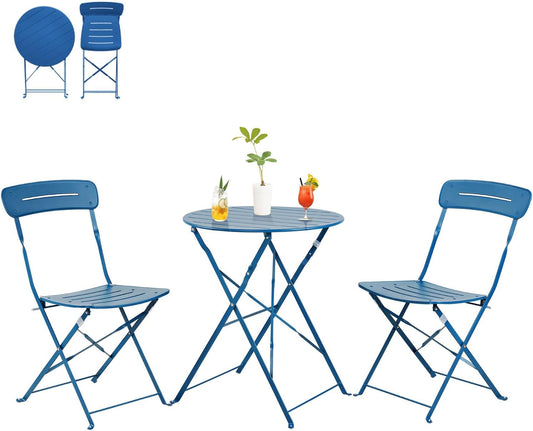 Set da pranzo da giardino Grand patio, 3 pezzi, 2 sedie, acciaio, pieghevole, per giardino e terrazzo