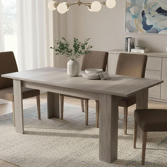 Tavolo da pranzo Dmora, legno, Rovere, allungabile, per sala da pranzo e cucina, 8/10 Persone con prolunga centrale