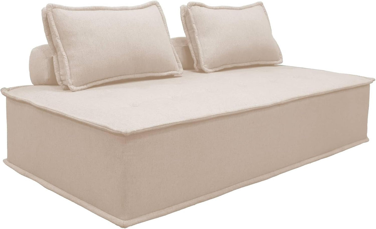 Divano modulare Alice's Garden, 2 posti, 180 × 90 × 78 cm, legno, tessuto, Crema, per soggiorno