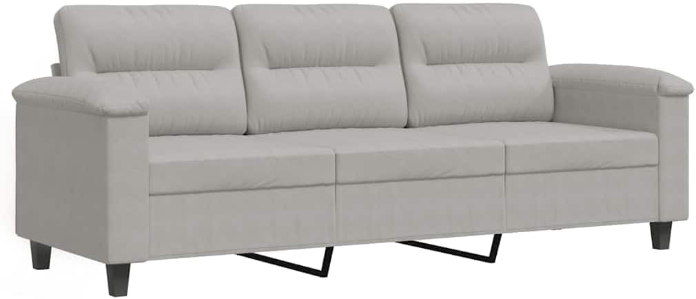 Divano vidaXL, 3 posti, 210 × 77 × 80 cm, tessuto, Grigio chiaro, con braccioli, imbottito, per soggiorno