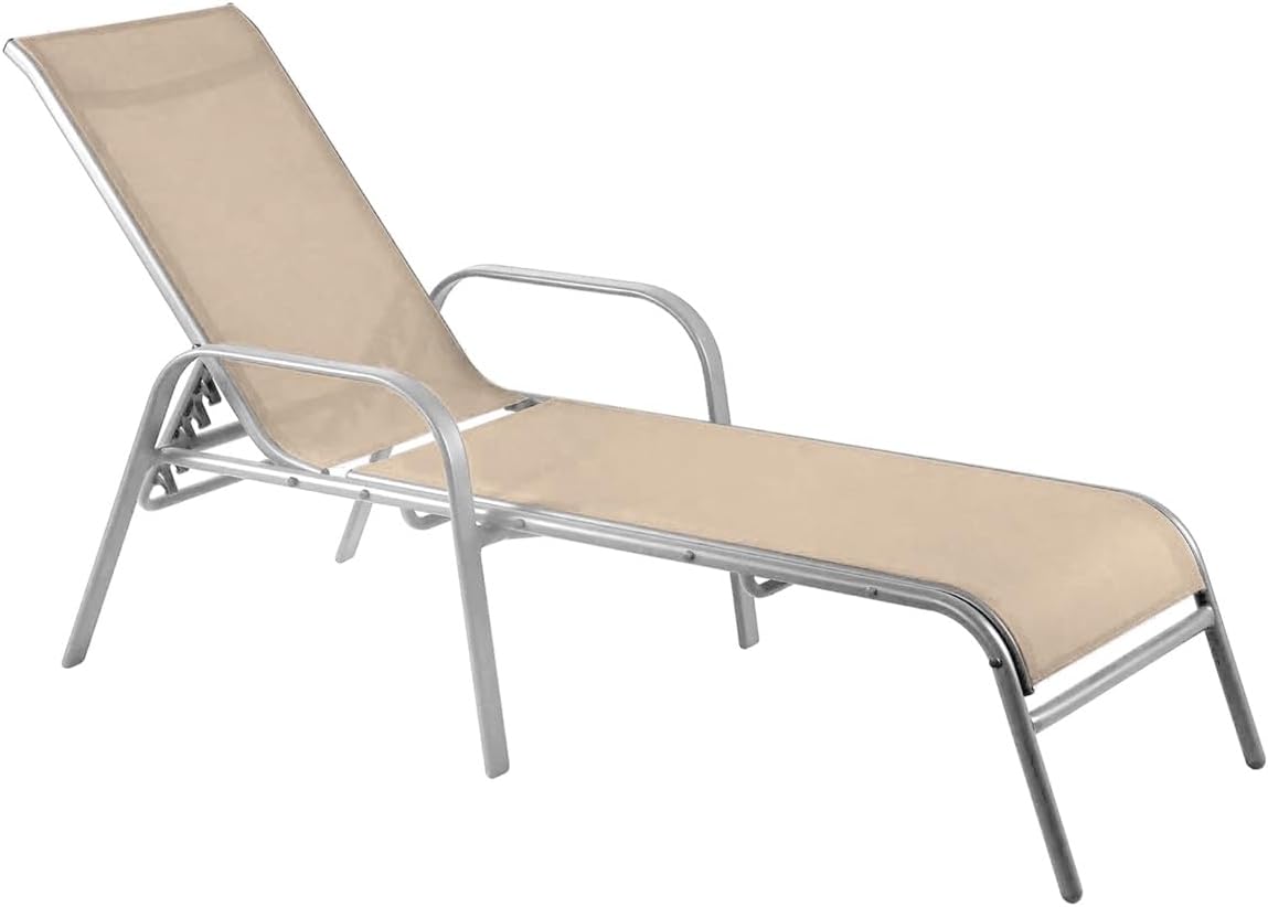 Lettino prendisole MA MAISON, 193 × 65 × 102 cm, alluminio, tessuto, reclinabile, con braccioli, per giardino e terrazzo