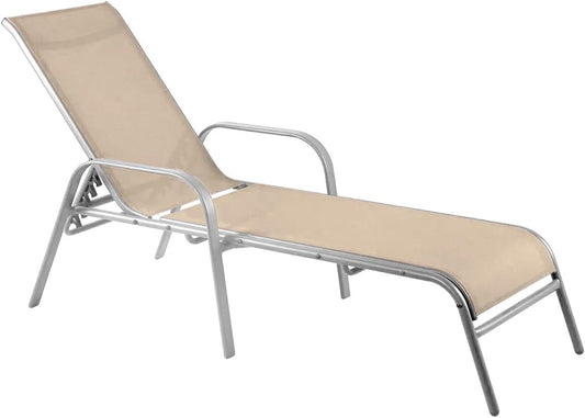 Lettino prendisole MA MAISON, 193 × 65 × 102 cm, alluminio, tessuto, reclinabile, con braccioli, per giardino e terrazzo