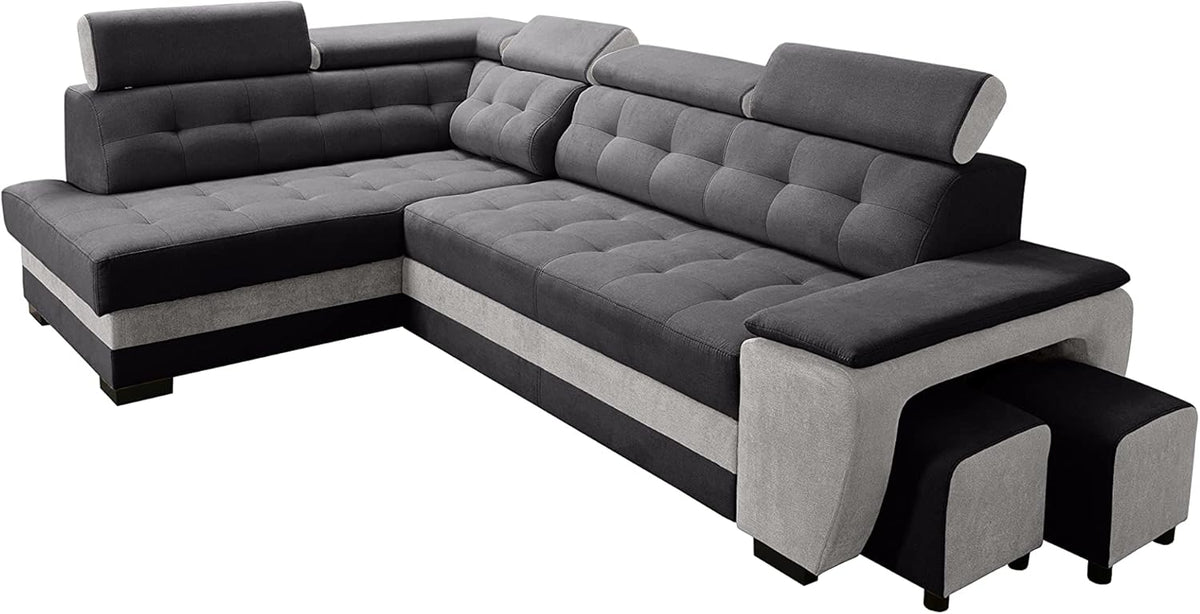 Divano letto Robin Inspire, 200 × 126 cm, tessuto, Nero, con funzione letto, con contenitore, regolabile, pieghevole, con poggiatesta, per soggiorno