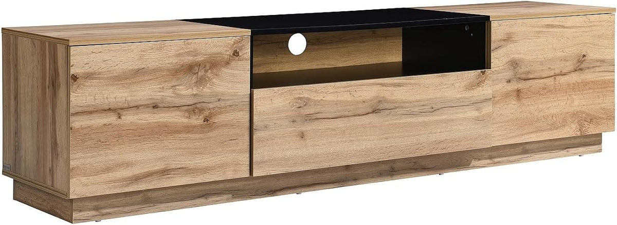 Mobile Vente-unique CEMILINA, 2 ante, 74,4 × 33,5 × 12 cm, 80 × 15 cm, legno, Nero
