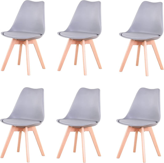 Sedia GrandCA HOME, 6 sedie, legno massello, Grigio, per sala da pranzo e cucina, Adatte per Sala da Pranzo