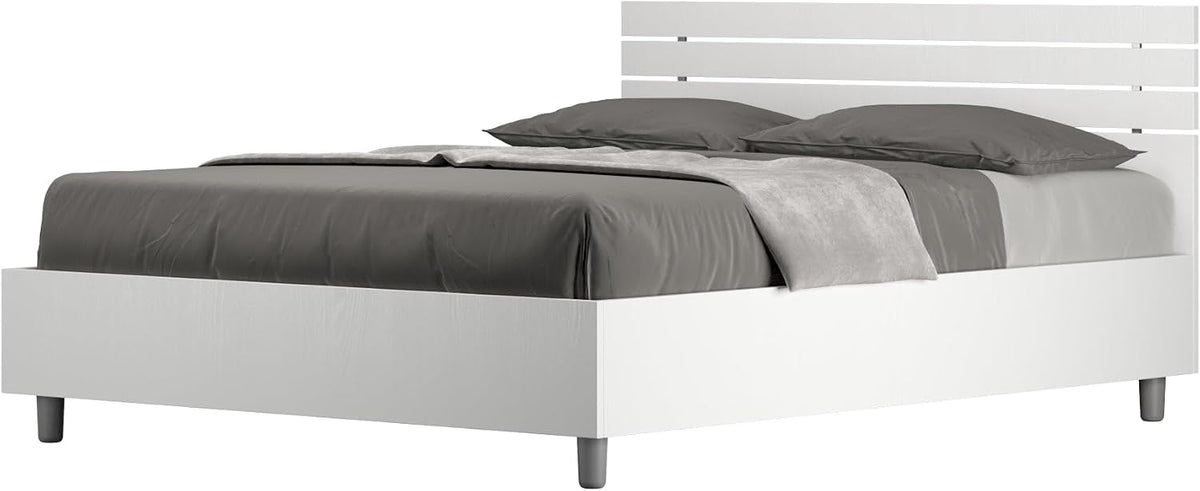 Letto contenitore Bonussi, matrimoniale, 140 × 200 cm, legno, Bianco, con contenitore, con rete a doghe, per camera da letto