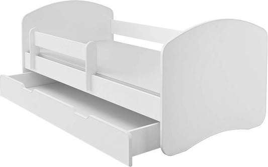 Letto ACMA, 164 × 85 × 65 cm, materasso incluso, Bianco, con rete a doghe, per camera da letto